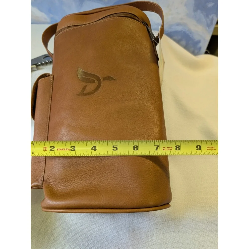 TICA Honey Leather With Duck Embossed Double Wine Travel Golf Bottle Bag